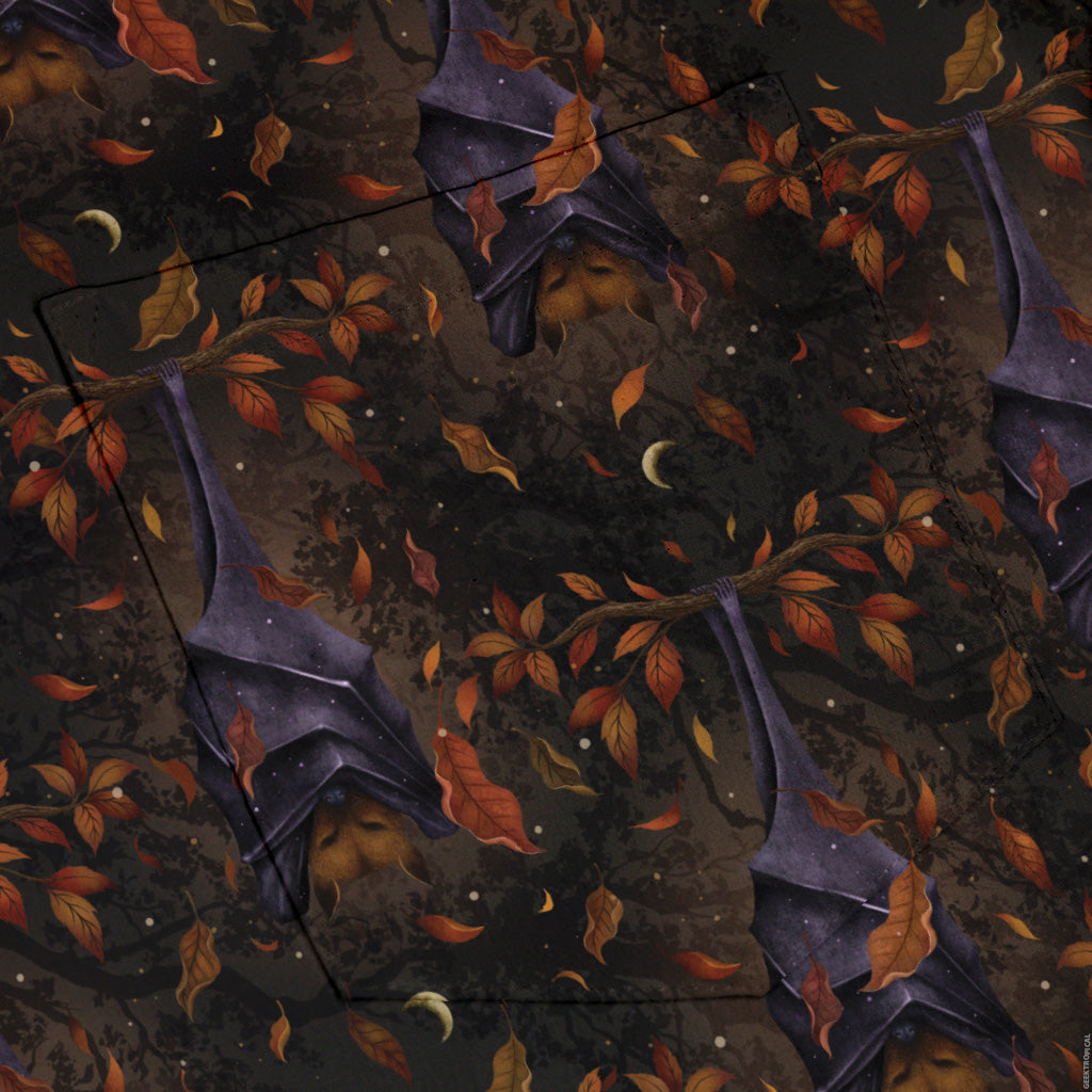 Autumn Bat Button Up Shirt Pocket