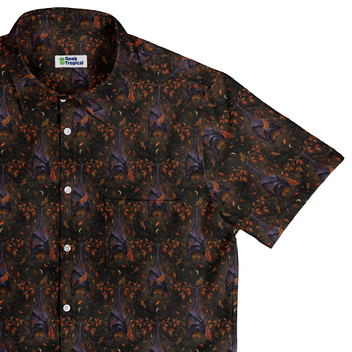 Autumn Bat Button Up Shirt Top Corner