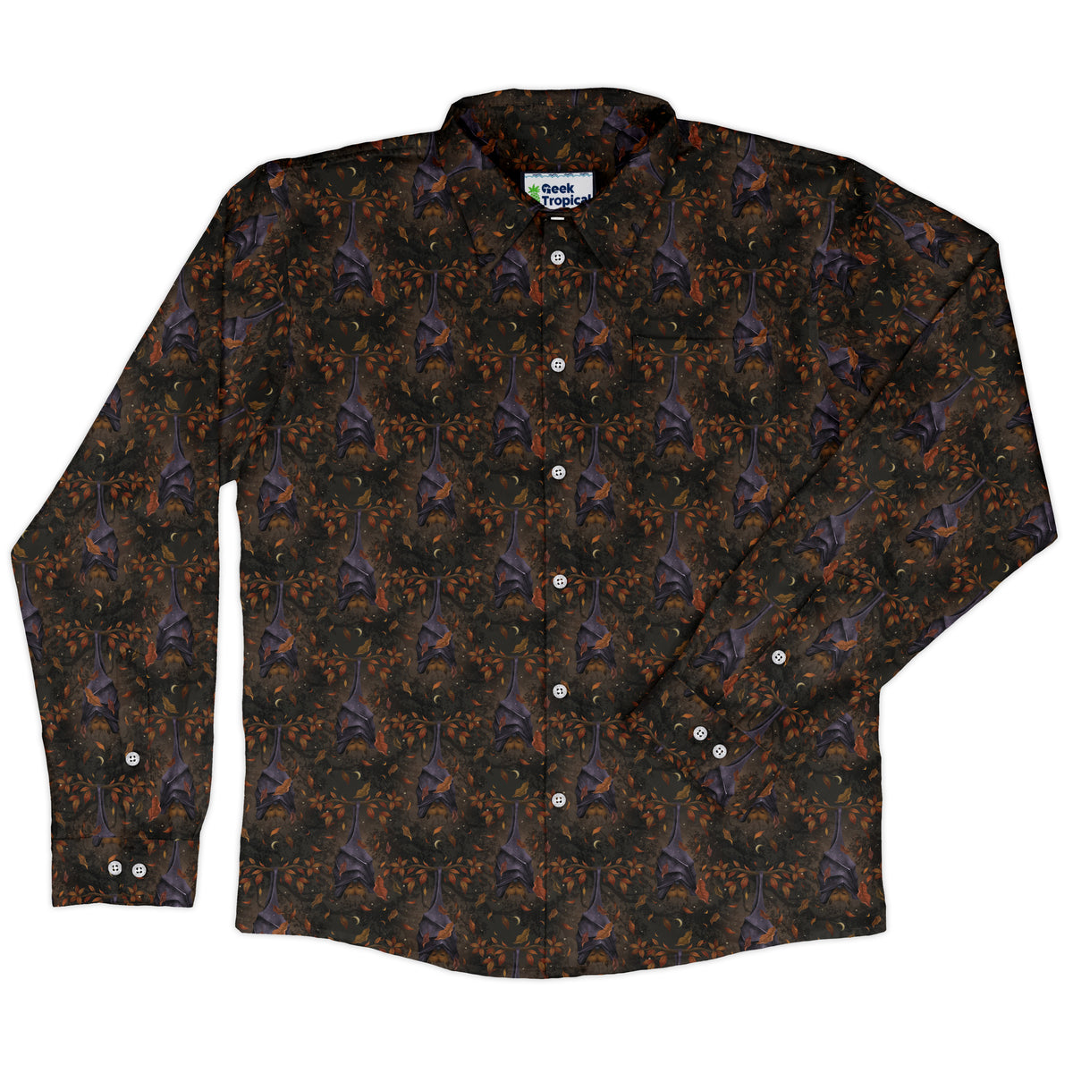 Autumn Bat Long Sleeve Button Up Shirt front