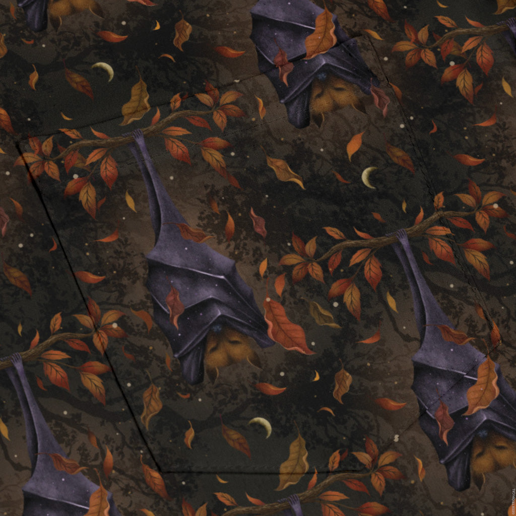 Autumn Bat Long Sleeve Button Up Shirt pocket