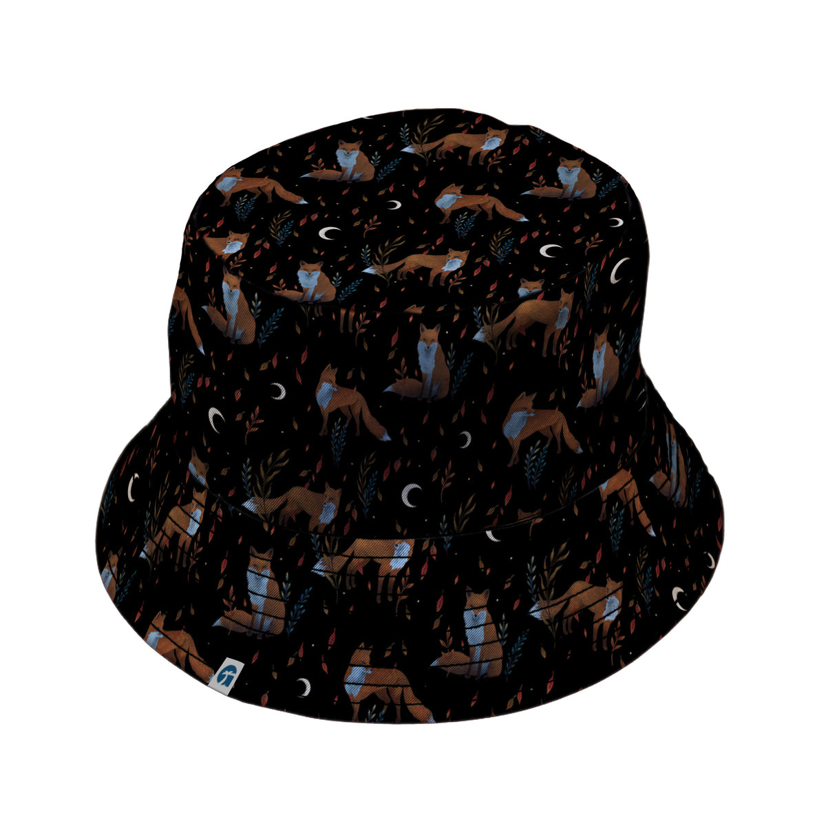 Autumn Fox Bucket Hat Black Stitching