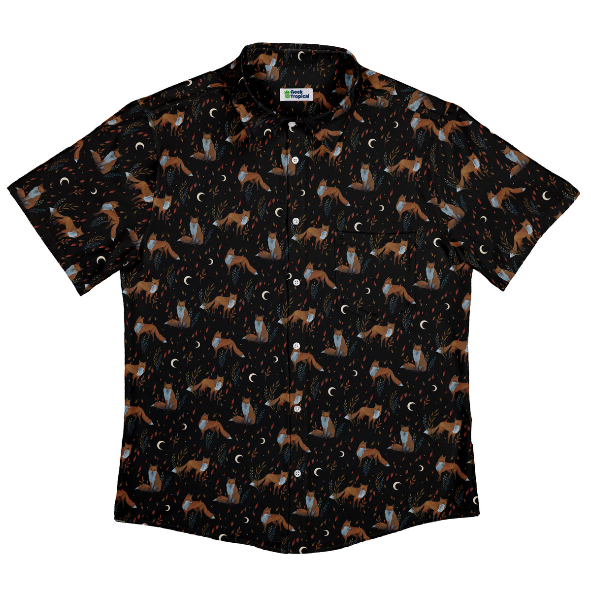Autumn Fox Button Up Shirt Flat Front