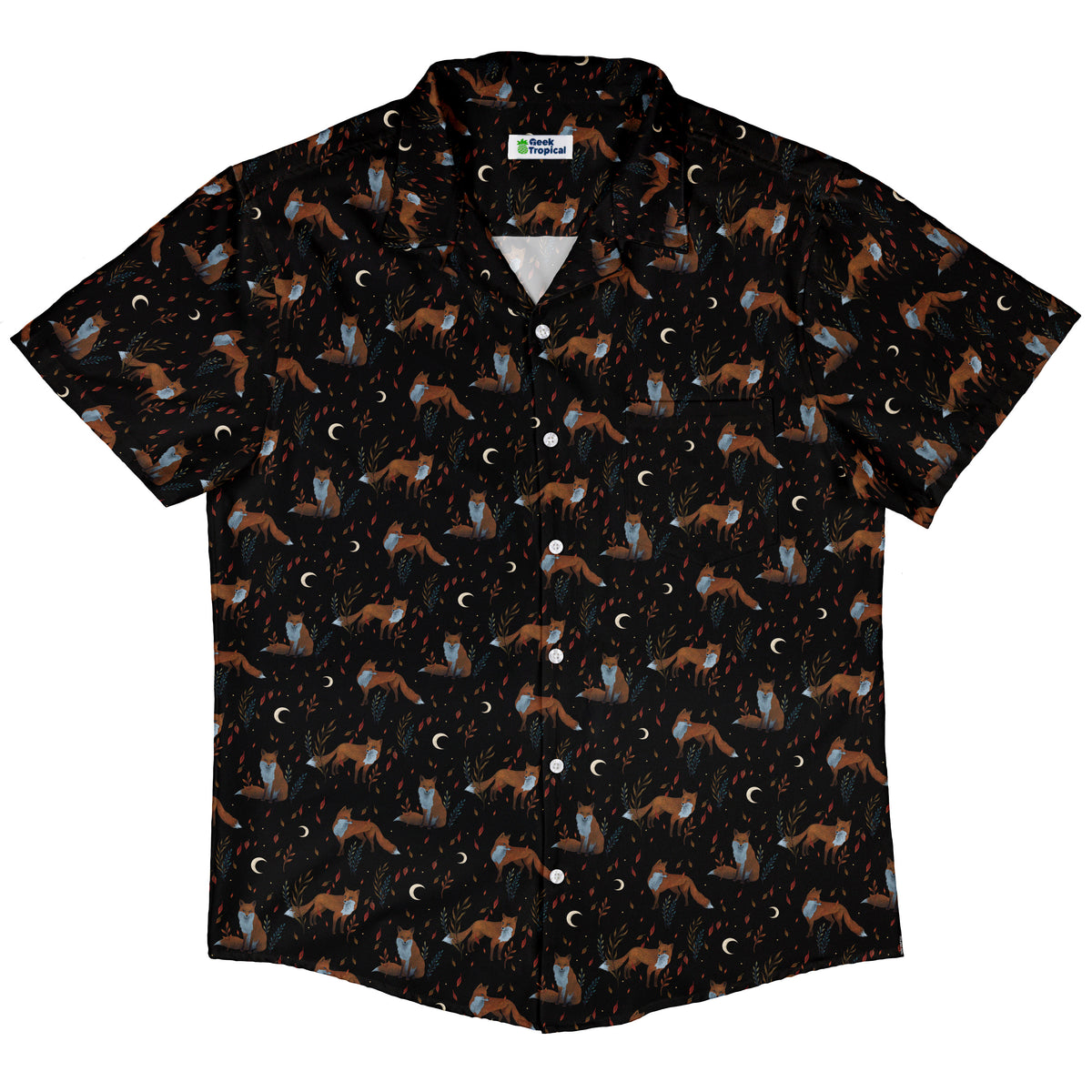 Autumn Fox Button Up Shirt Hawaiian Front