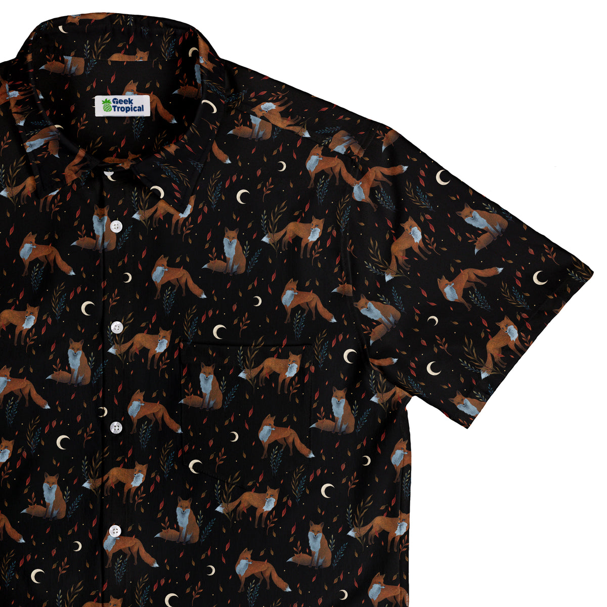 Autumn Fox Button Up Shirt Top Corner