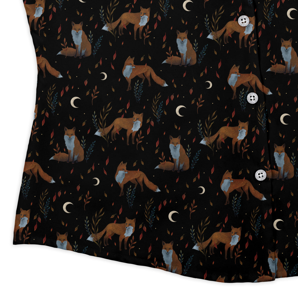 Autumn Fox Curvy Button Up Shirt womens corner