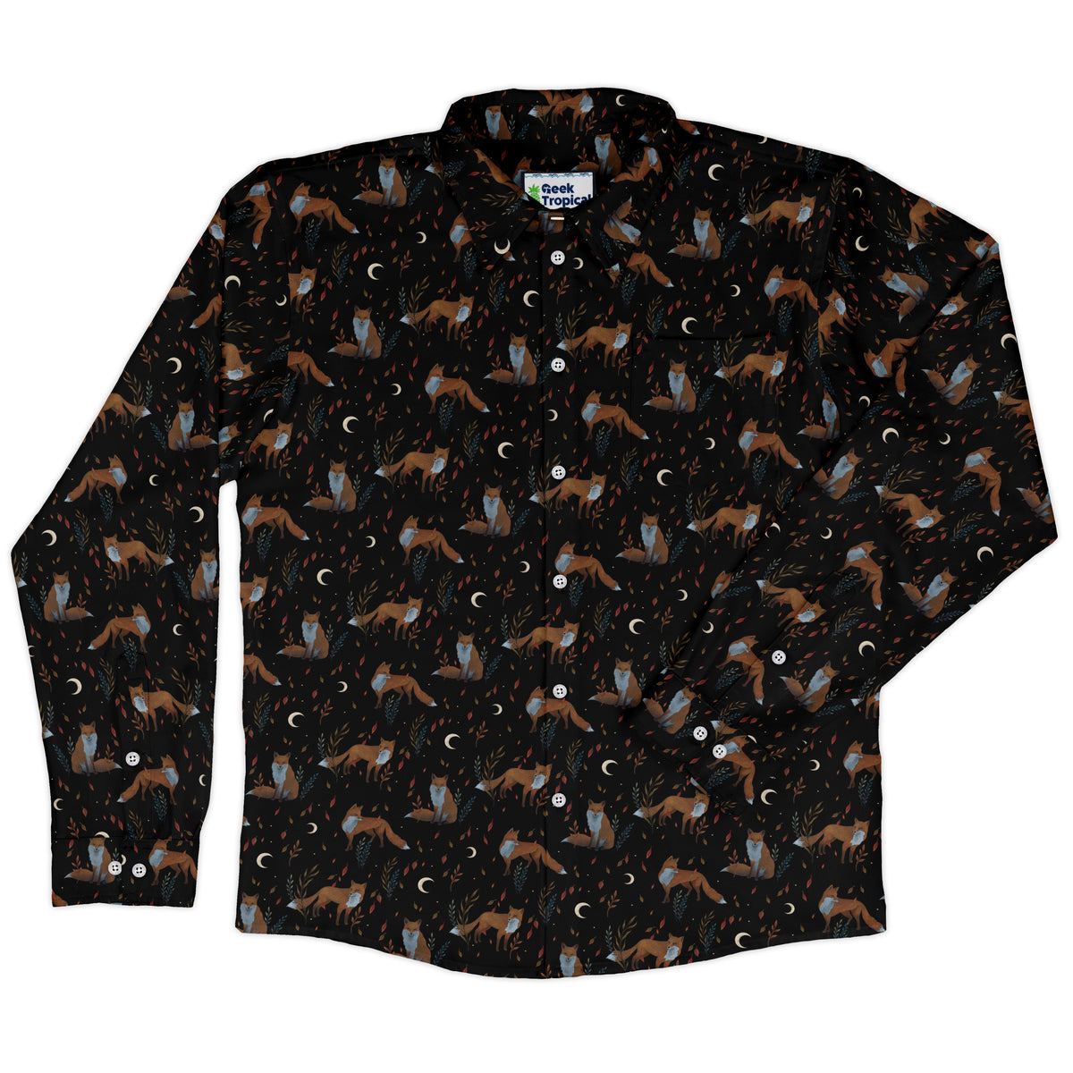 Autumn Fox Long Sleeve Button Up Shirt front