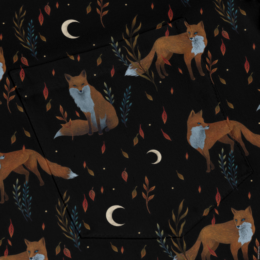 Autumn Fox Long Sleeve Button Up Shirt pocket
