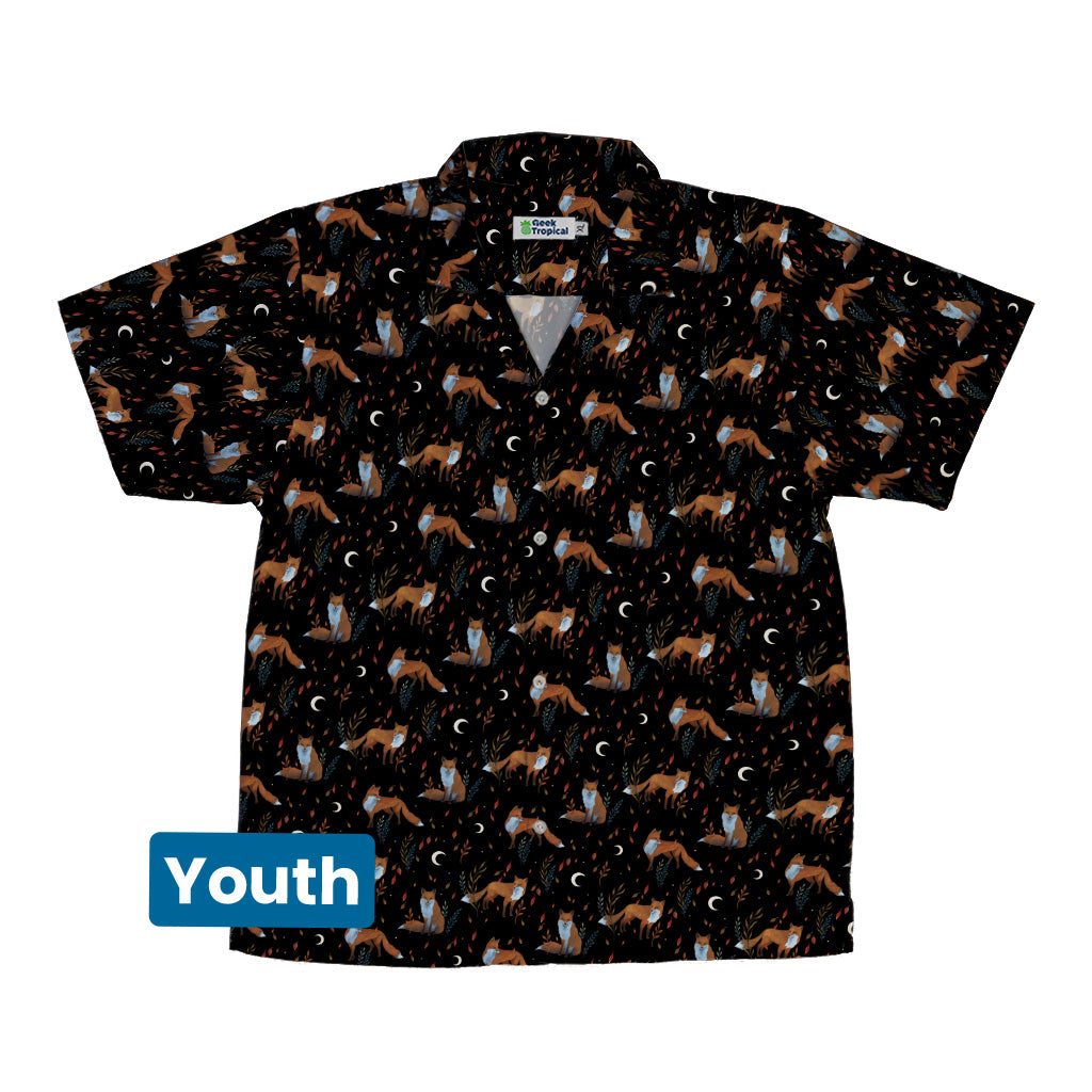 Autumn Fox Youth Hawaiian Shirt Front