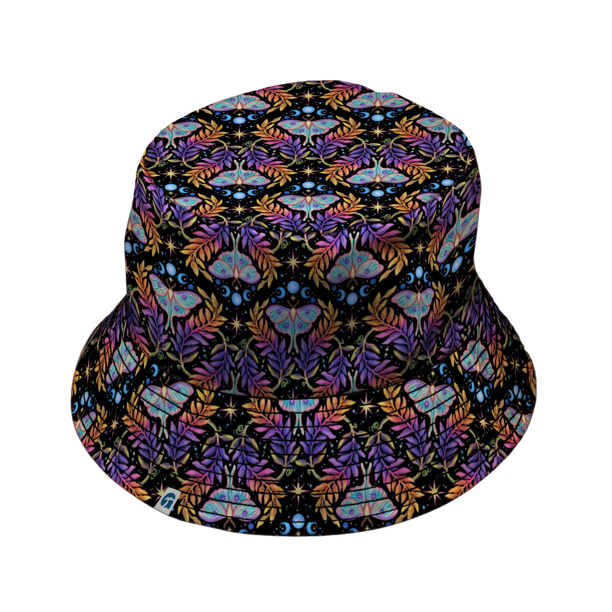 Autumn Luna Moth Bucket Hat Black Stitching