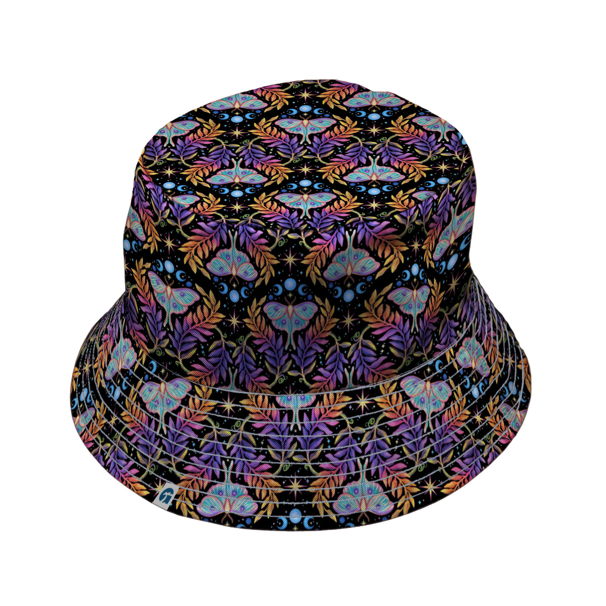 Autumn Luna Moth Bucket Hat Gray Stitching
