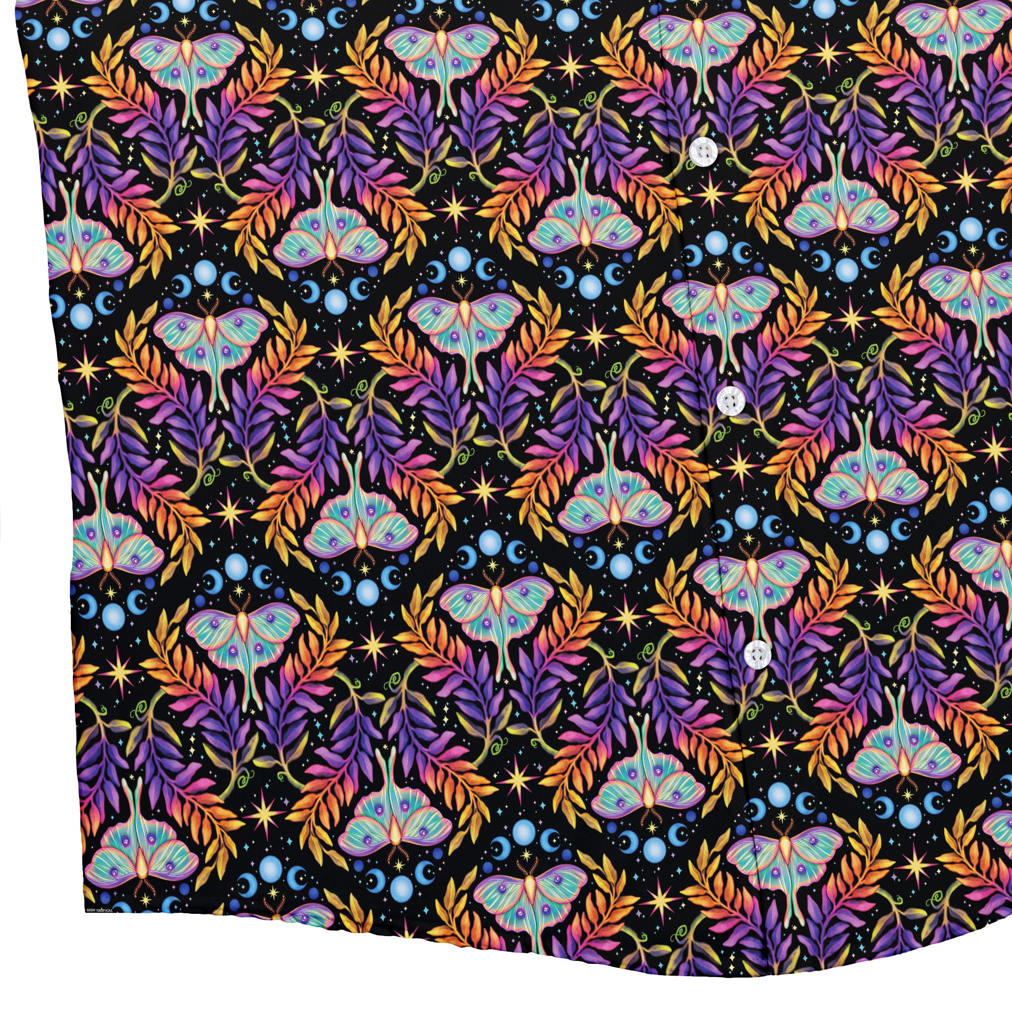 Autumn Luna Moth Button Up Shirt Bottom Corner