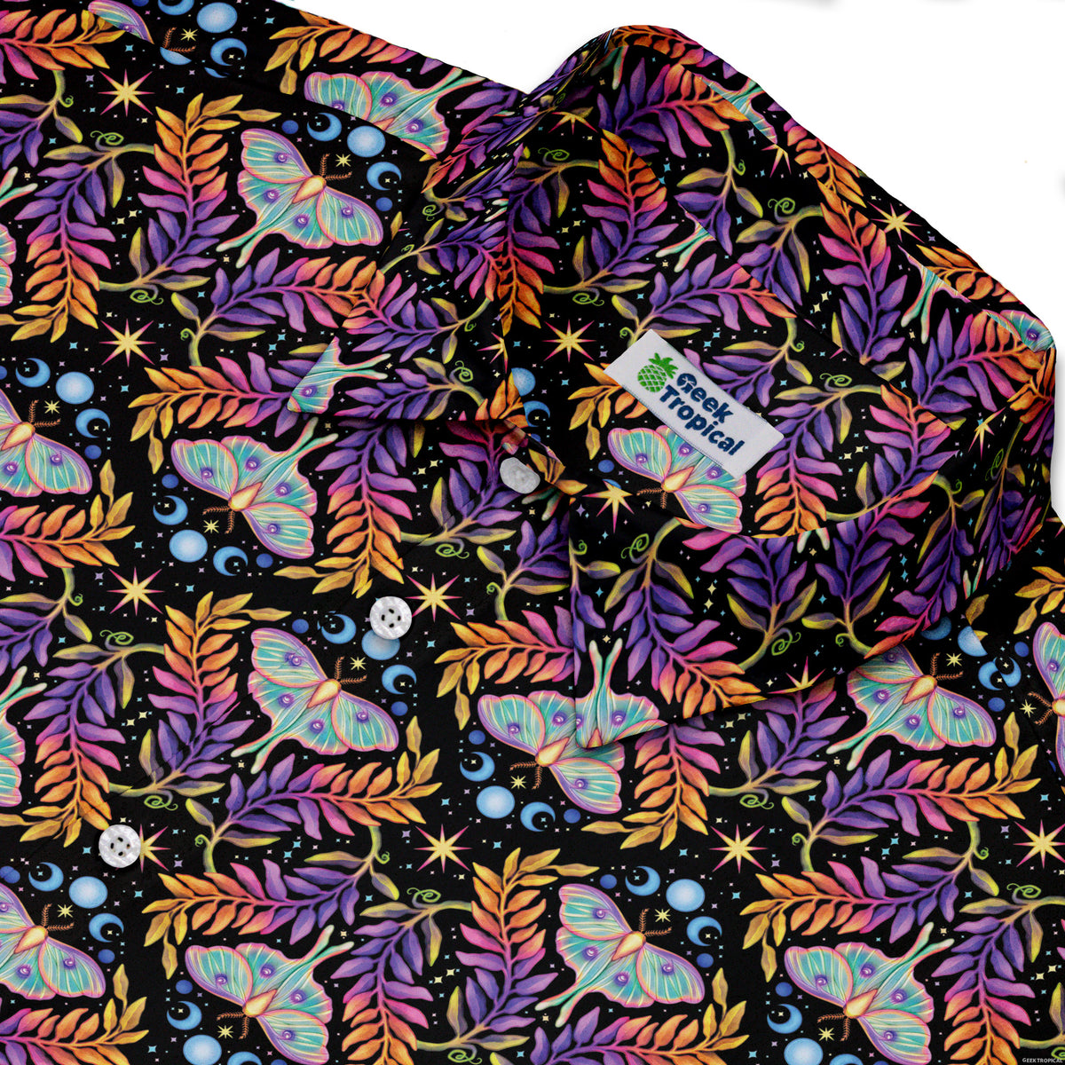 Autumn Luna Moth Button Up Shirt Neck