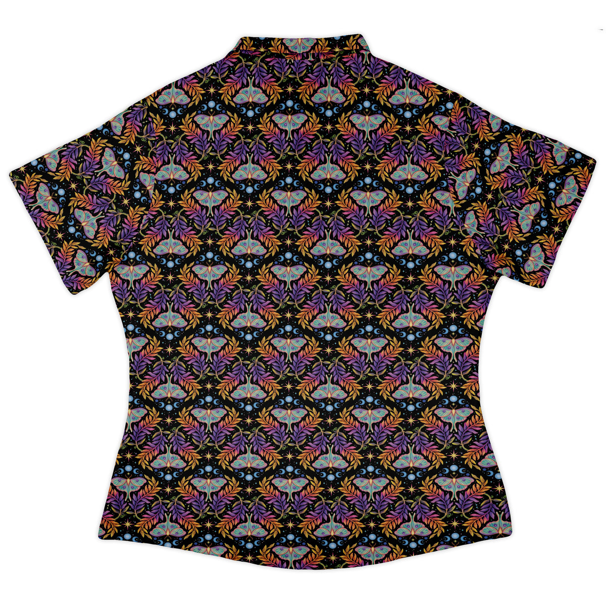 Autumn Luna Moth Curvy Button Up Shirt womens back
