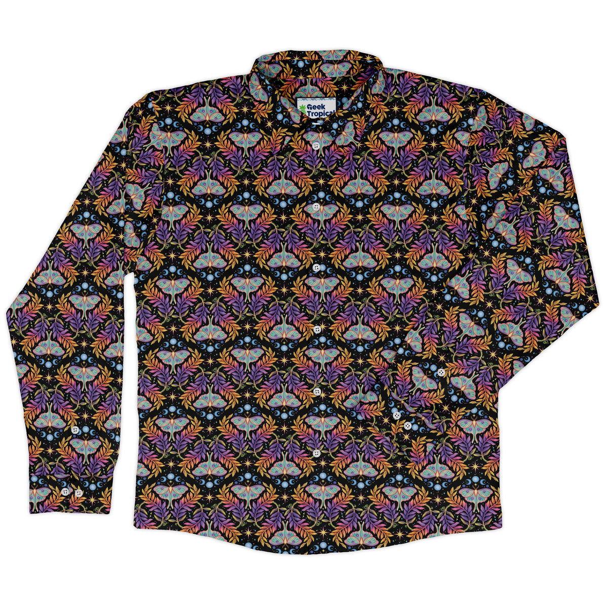 Autumn Luna Moth Long Sleeve Button Up Shirt Old Long Sleeve Button Up Shirt front