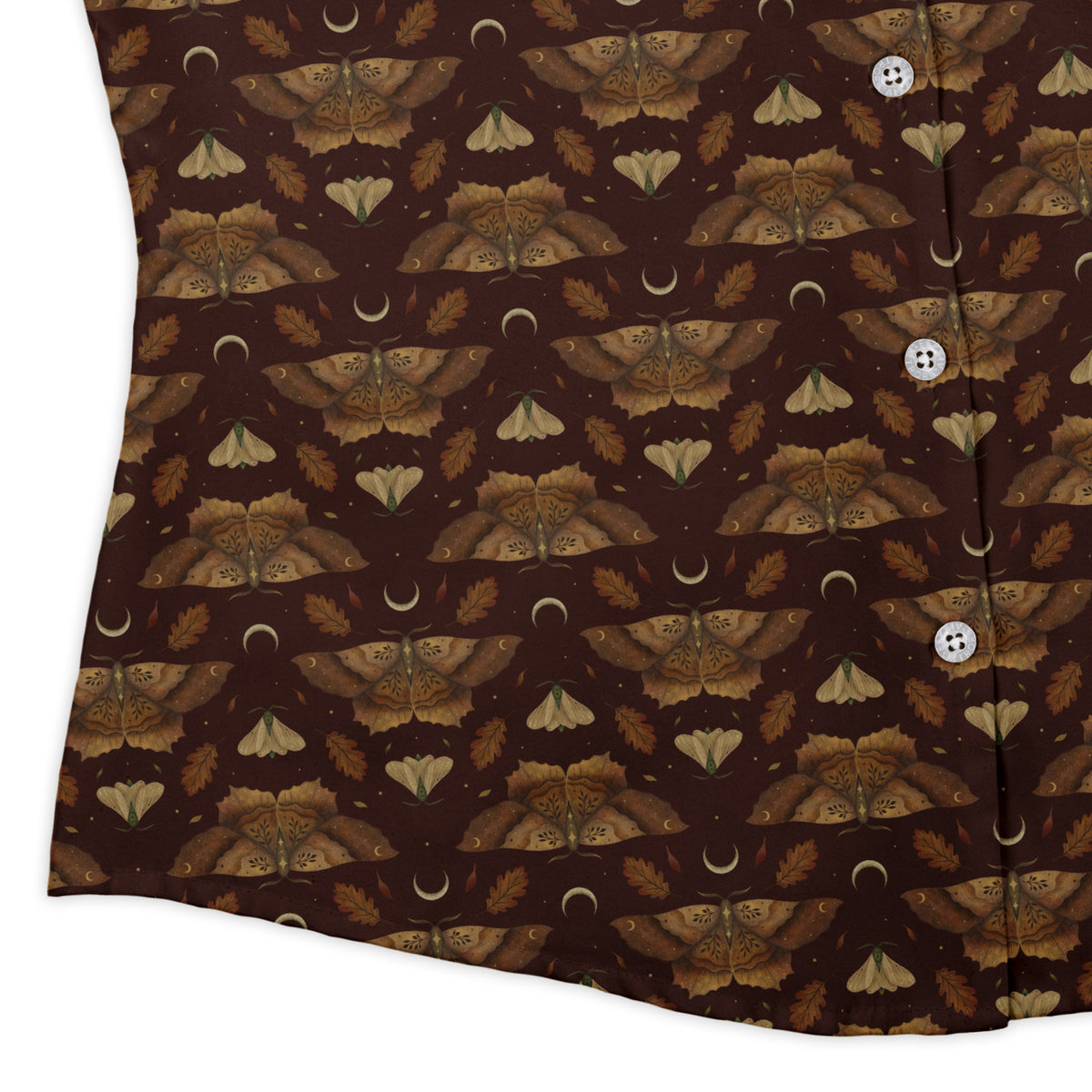 Autumn Moth Dawn Curvy Button Up Shirt womens corner