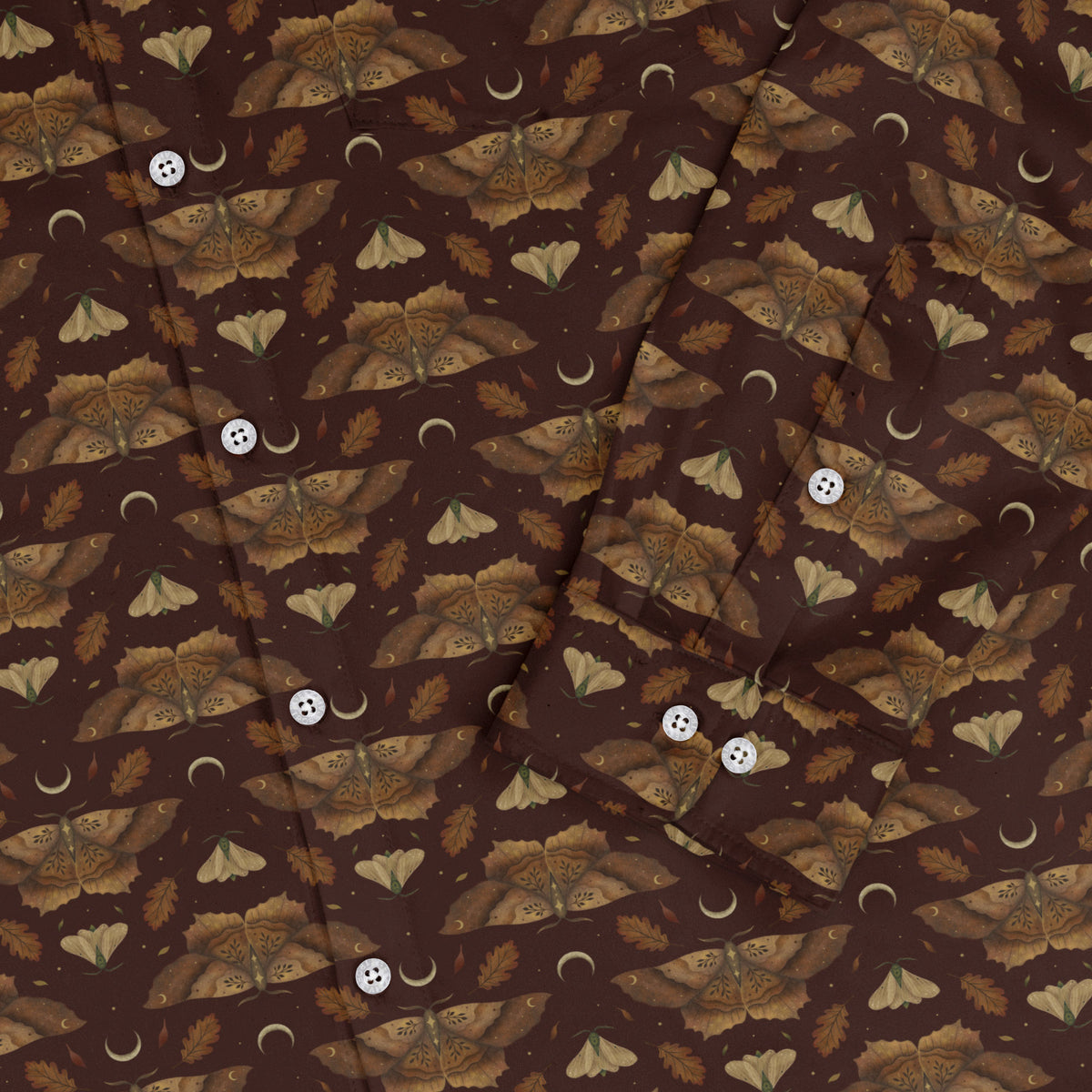 Autumn Moth Dawn Long Sleeve Button Up Shirt sleeve close