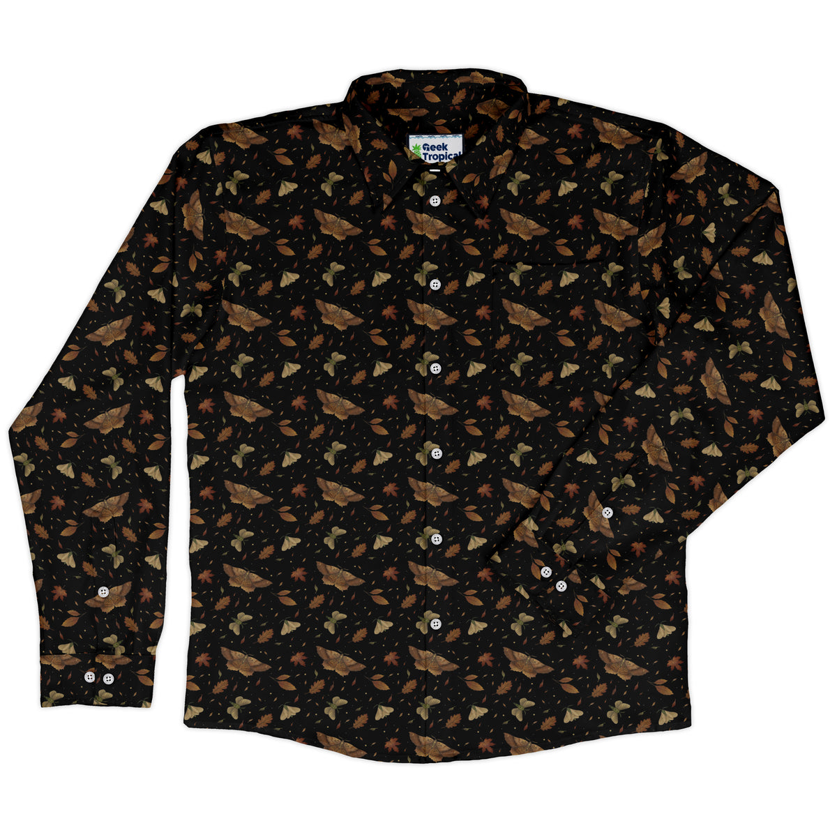 Autumn Moth Long Sleeve Button Up Shirt front