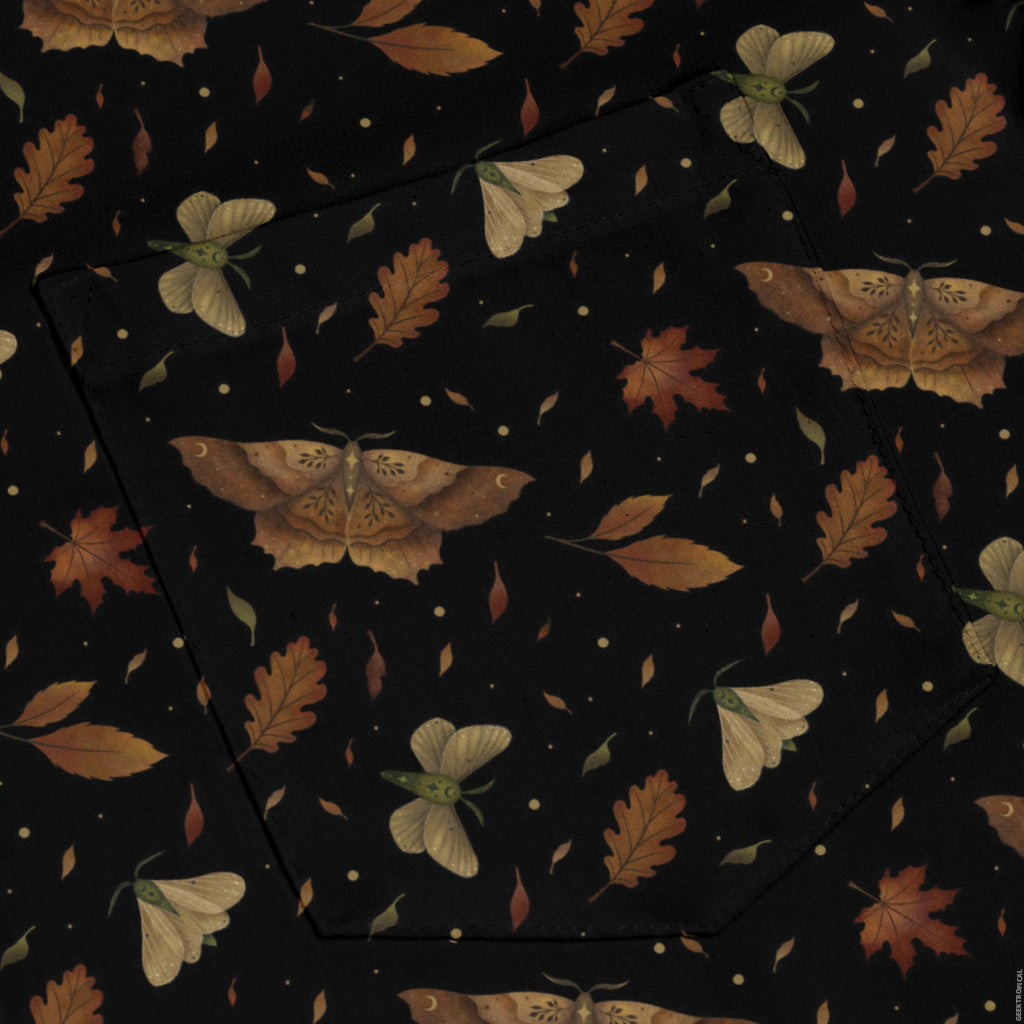 Autumn Moth Long Sleeve Button Up Shirt pocket