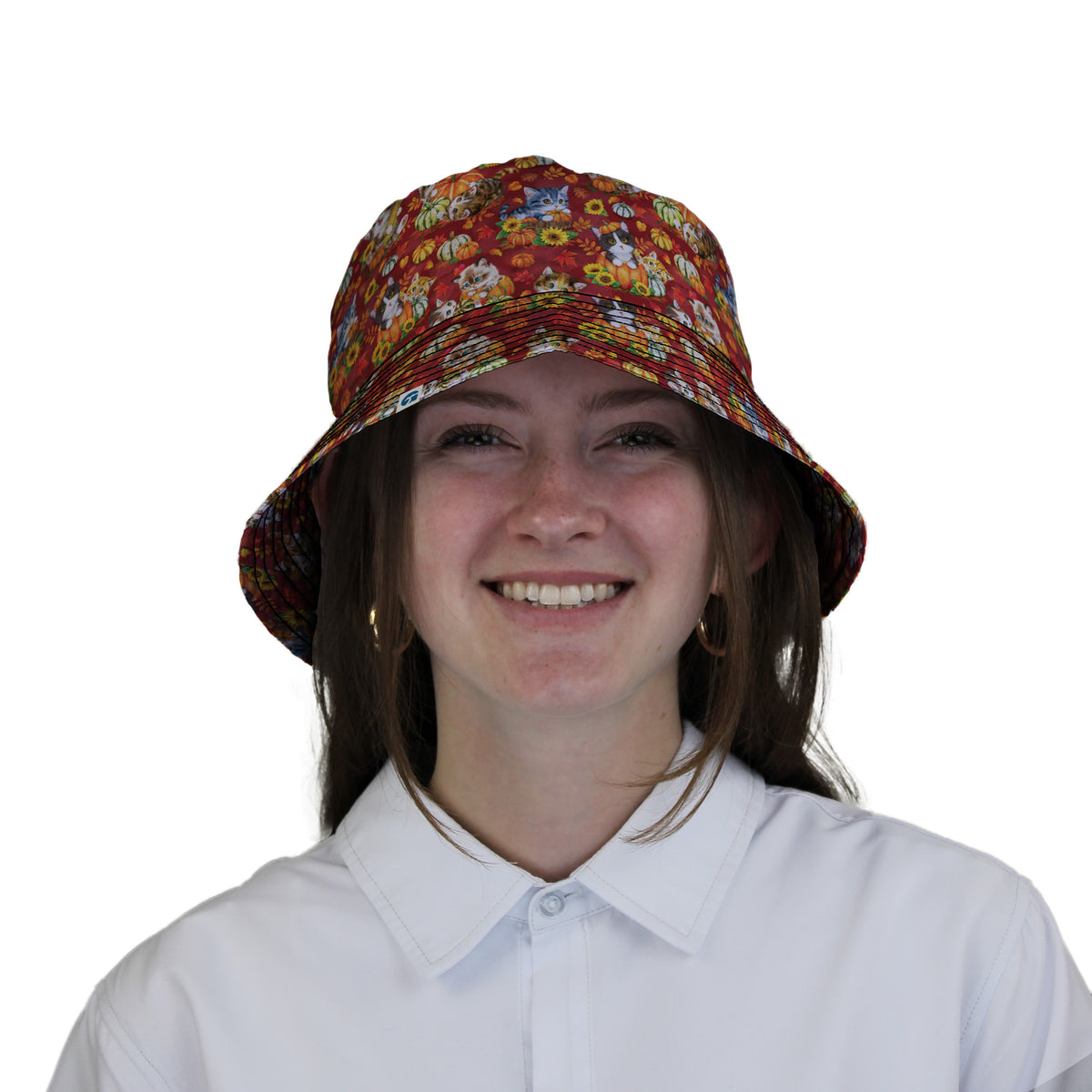 Autumn Pumpkin Kittens Bucket Hat Woman