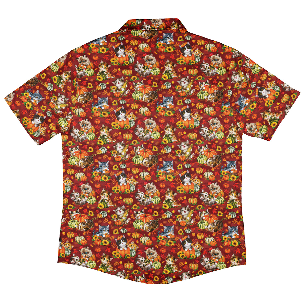 Autumn Pumpkin Kittens Button Up Shirt Back