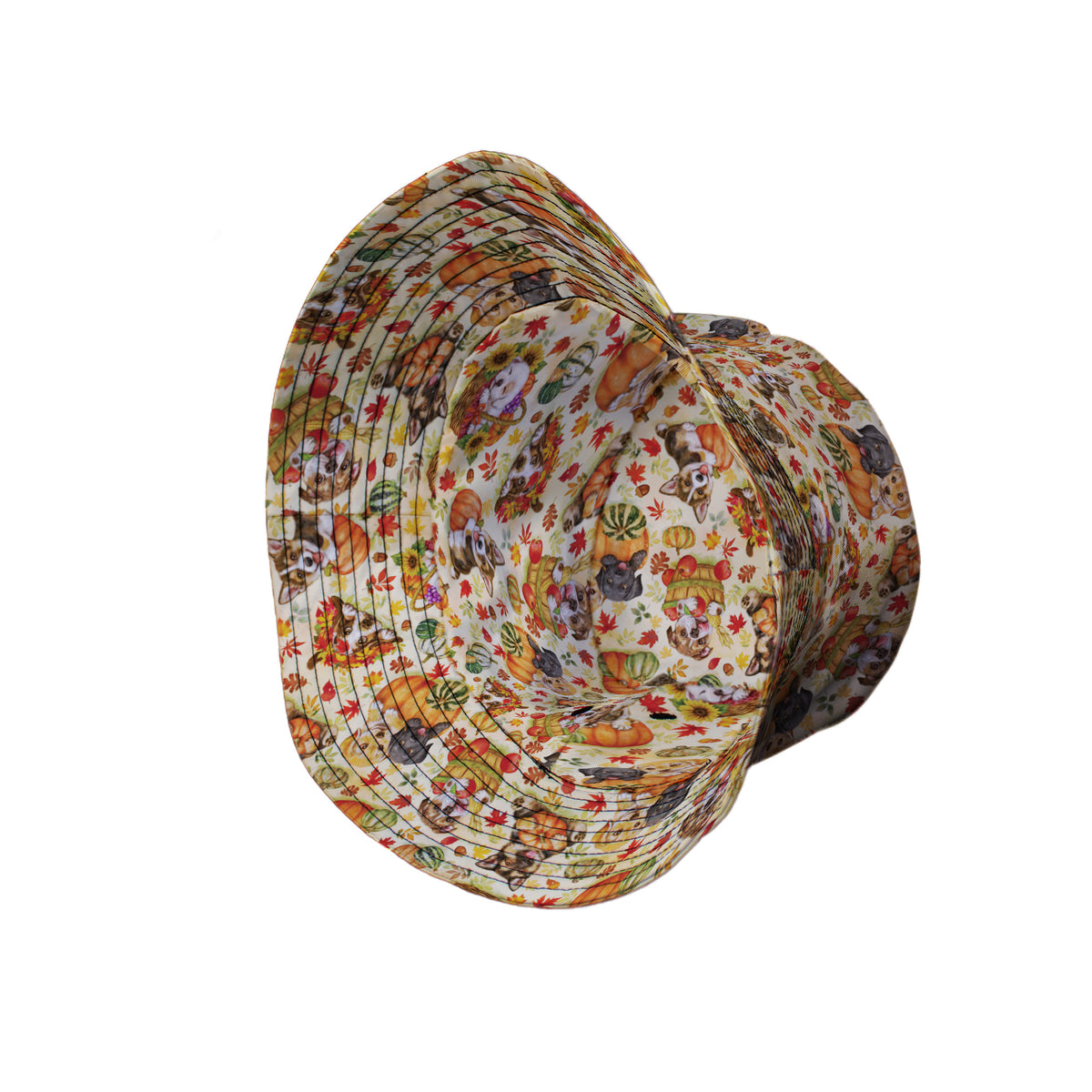 Autumn Pumpkin Puppies Bucket Hat Side View