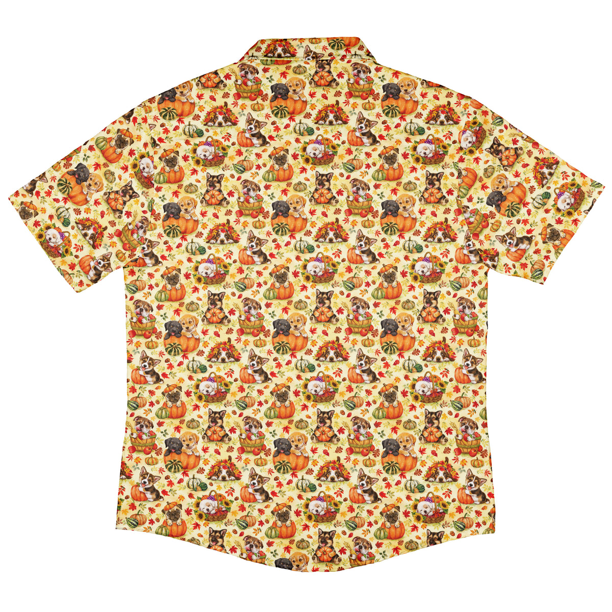 Autumn Pumpkin Puppies Button Up Shirt Back