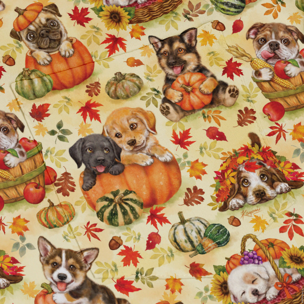 Autumn Pumpkin Puppies Button Up Shirt Pocket