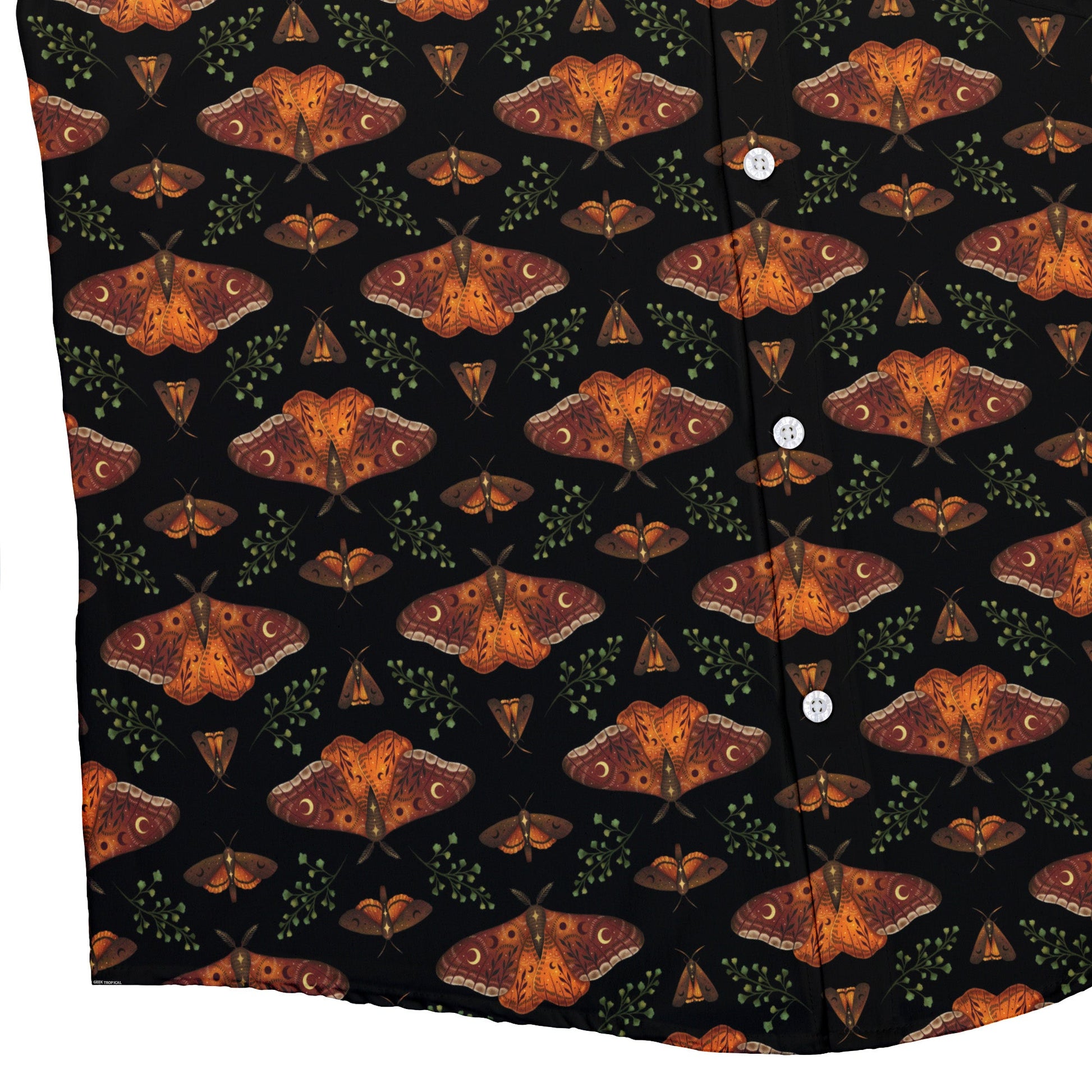 Autumn Underwing Moths Button Up Shirt Bottom Corner