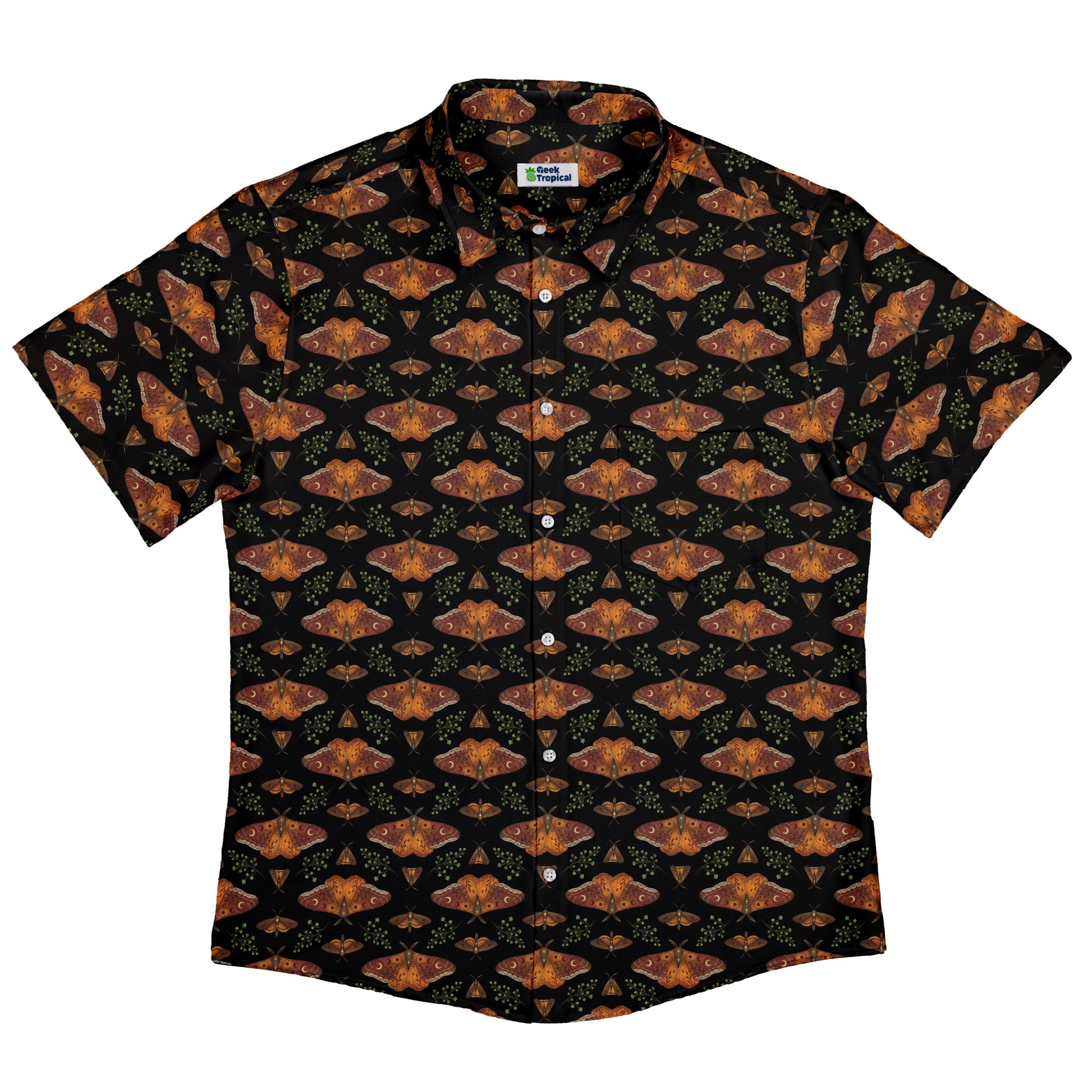 Autumn Underwing Moths Button Up Shirt Flat Front