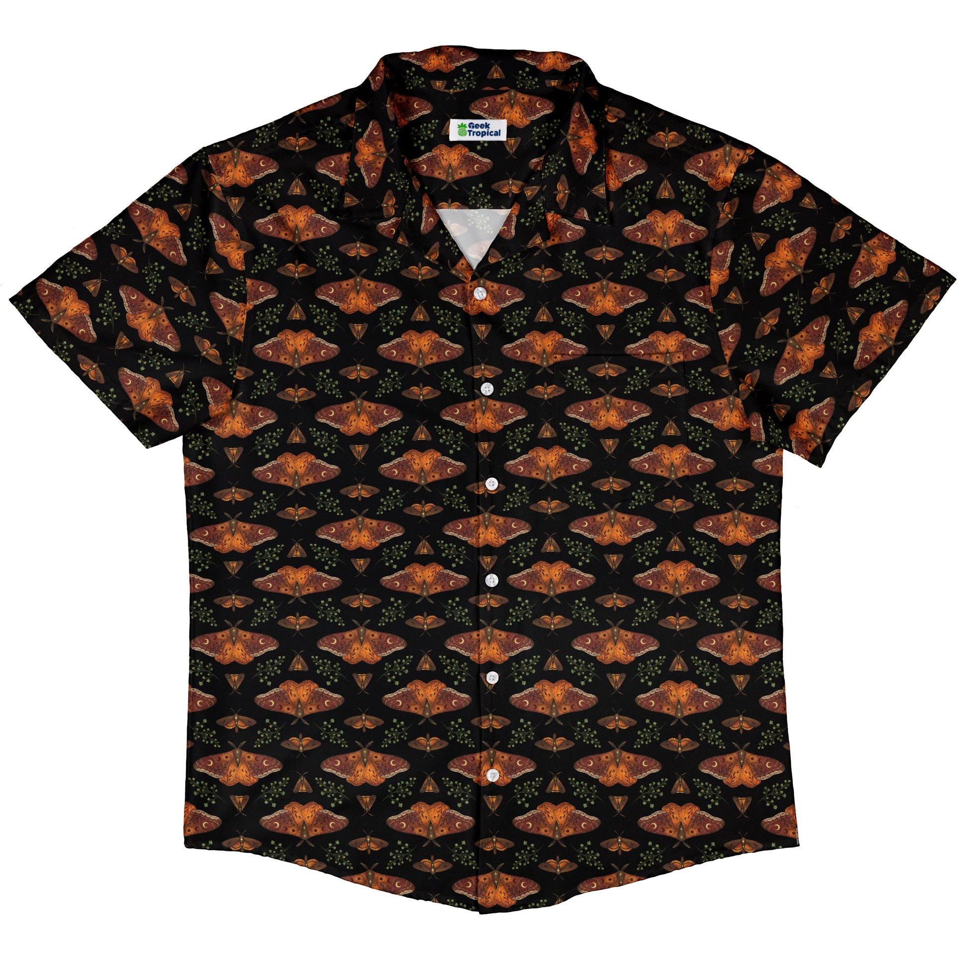 Autumn Underwing Moths Button Up Shirt Hawaiian Front