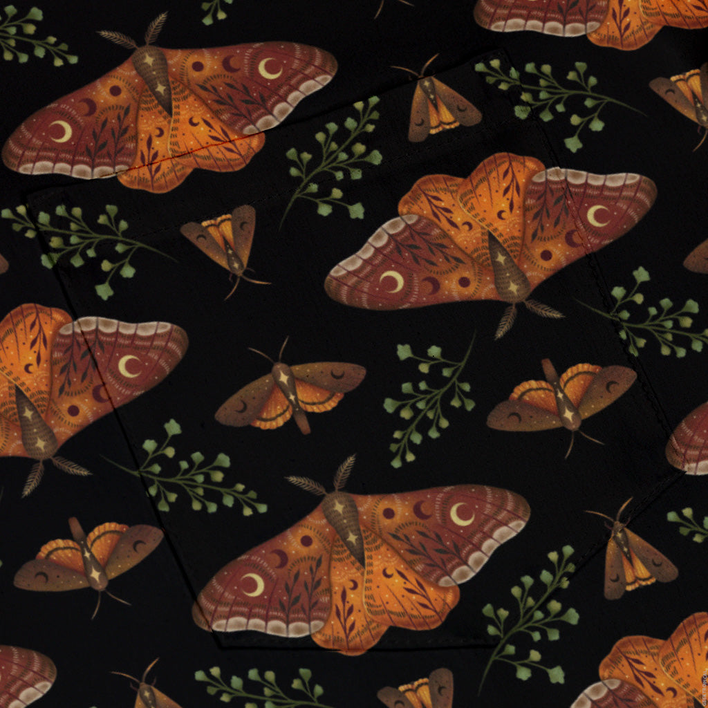 Autumn Underwing Moths Button Up Shirt Pocket