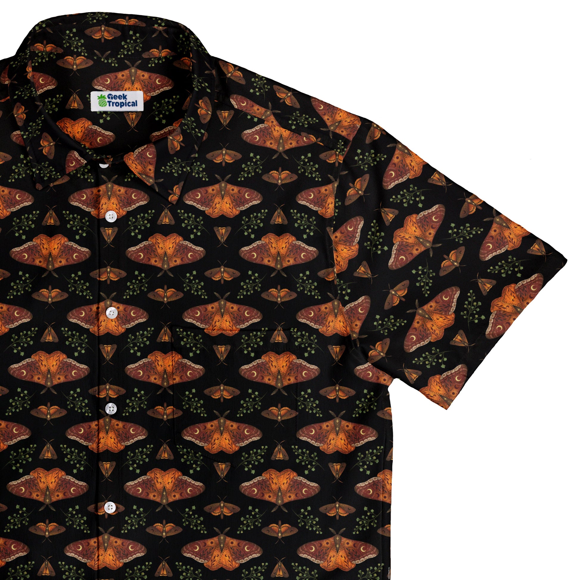 Autumn Underwing Moths Button Up Shirt Top Corner