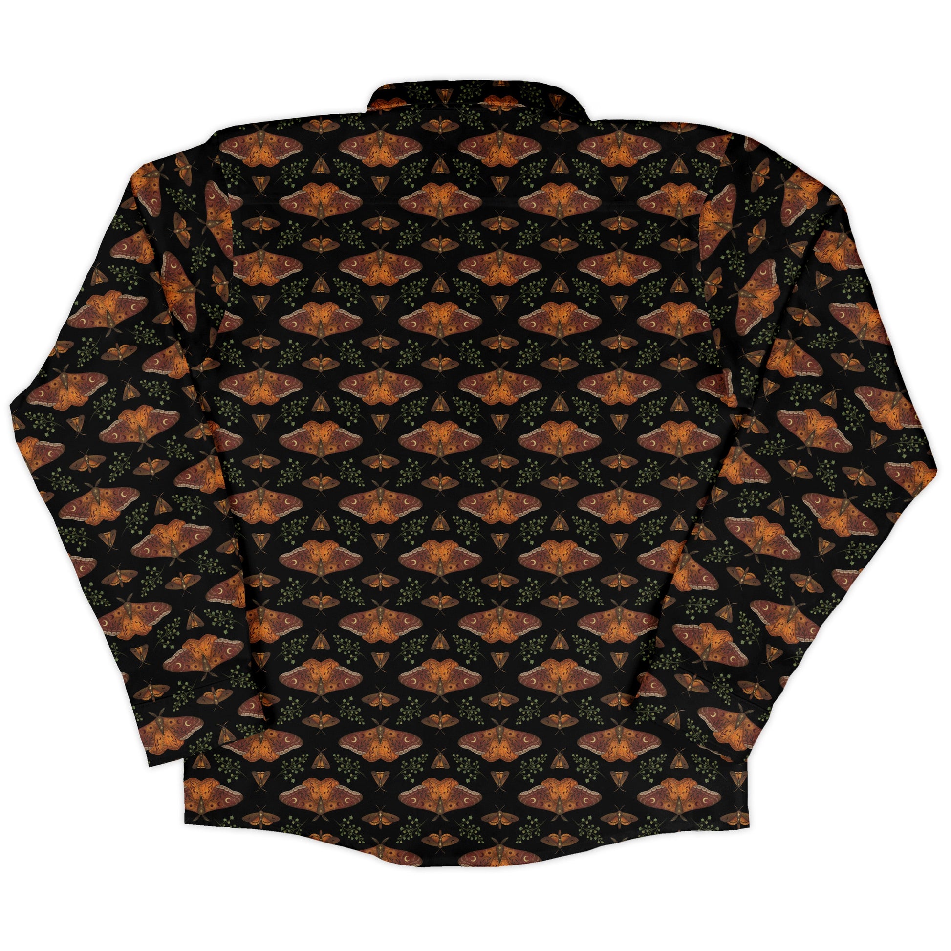 Autumn Underwing Moths Long Sleeve Button Up Shirt back