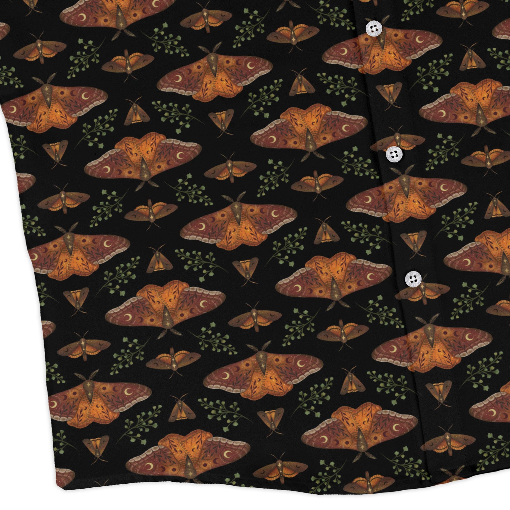 Autumn Underwing Moths Long Sleeve Button Up Shirt corner