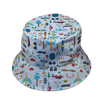 Aviation Adventure Bucket Hat Geek Nerd aviation print Design by Zirkus Design lx - B
