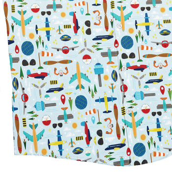 Aviation Adventure Button Up Shirt Geek Nerd adult sizing aviation print Design by Zirkus Design