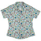 Aviation Adventure Curvy Button Up Shirt Geek Nerd aviation print Design by Zirkus Design q225