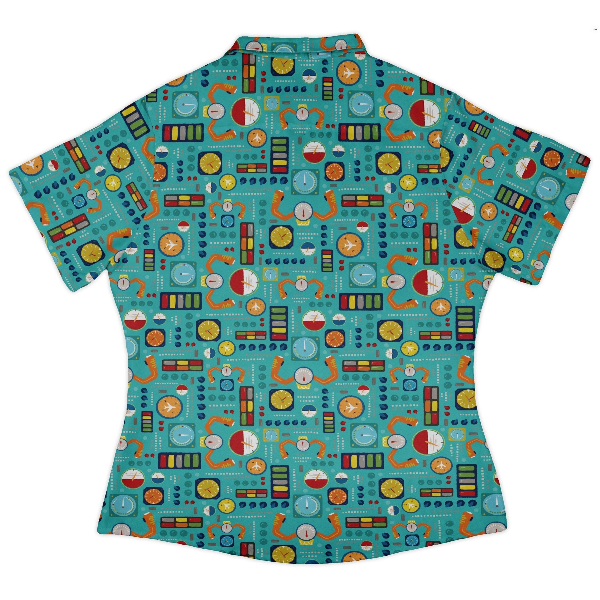 Aviation Adventure instrument Curvy Button Up Shirt Geek Nerd aviation print Design by Zirkus Design q225