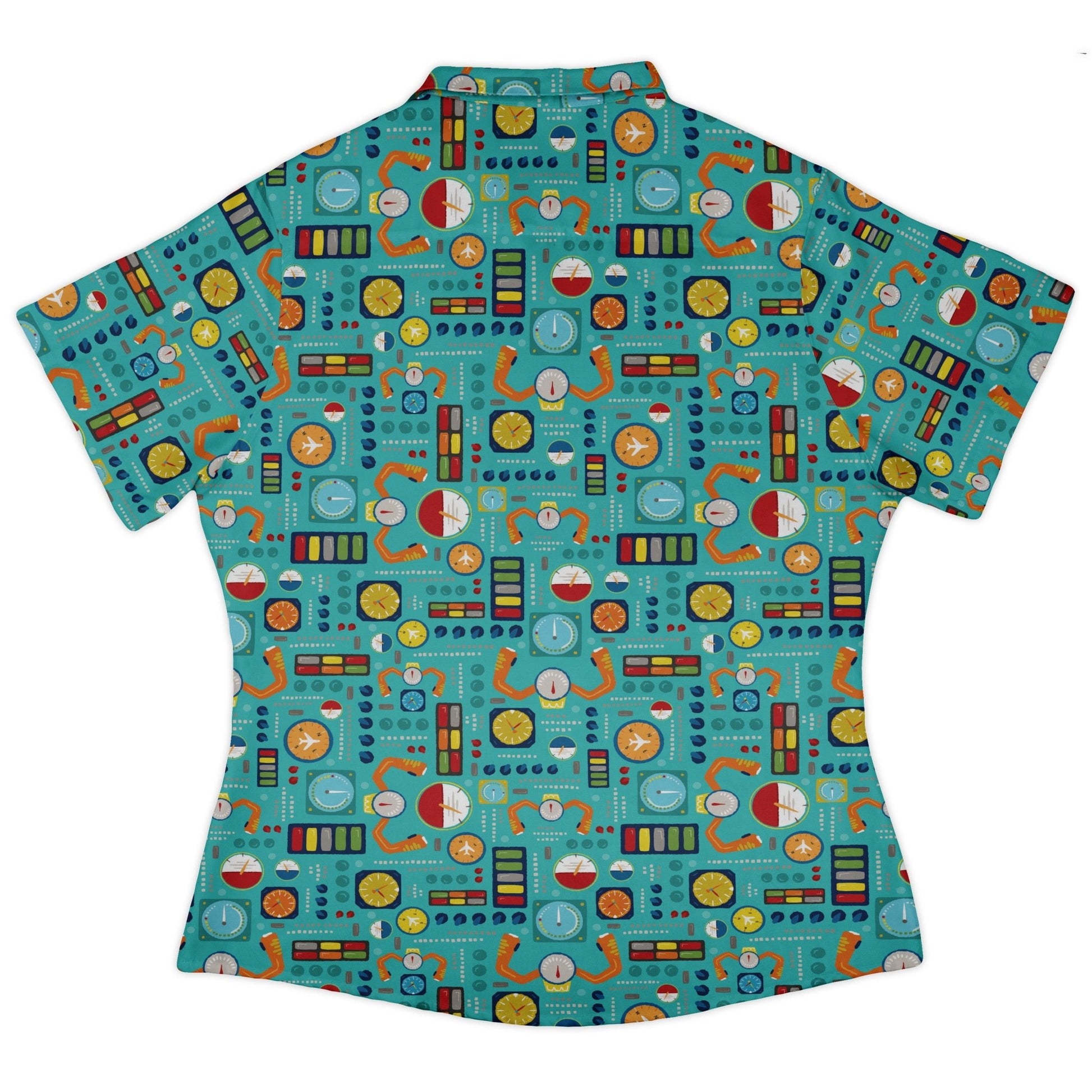 Aviation Adventure instrument Curvy Button Up Shirt Geek Nerd aviation print Design by Zirkus Design q225