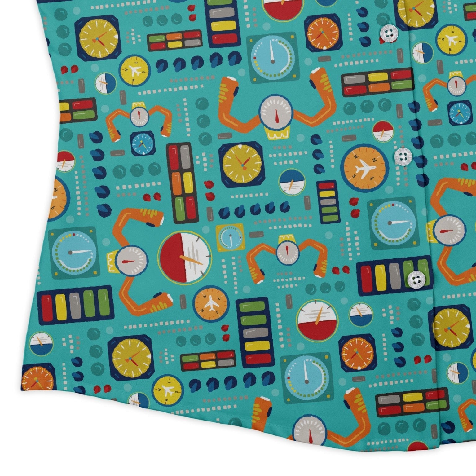 Aviation Adventure instrument Curvy Button Up Shirt Geek Nerd aviation print Design by Zirkus Design q225