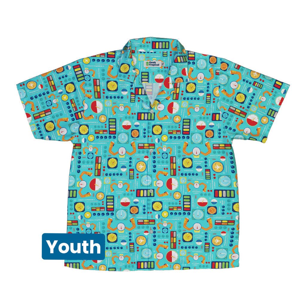 Aviation Adventure instrument Youth Hawaiian Shirt Geek Nerd aviation print Design by Zirkus Design q225