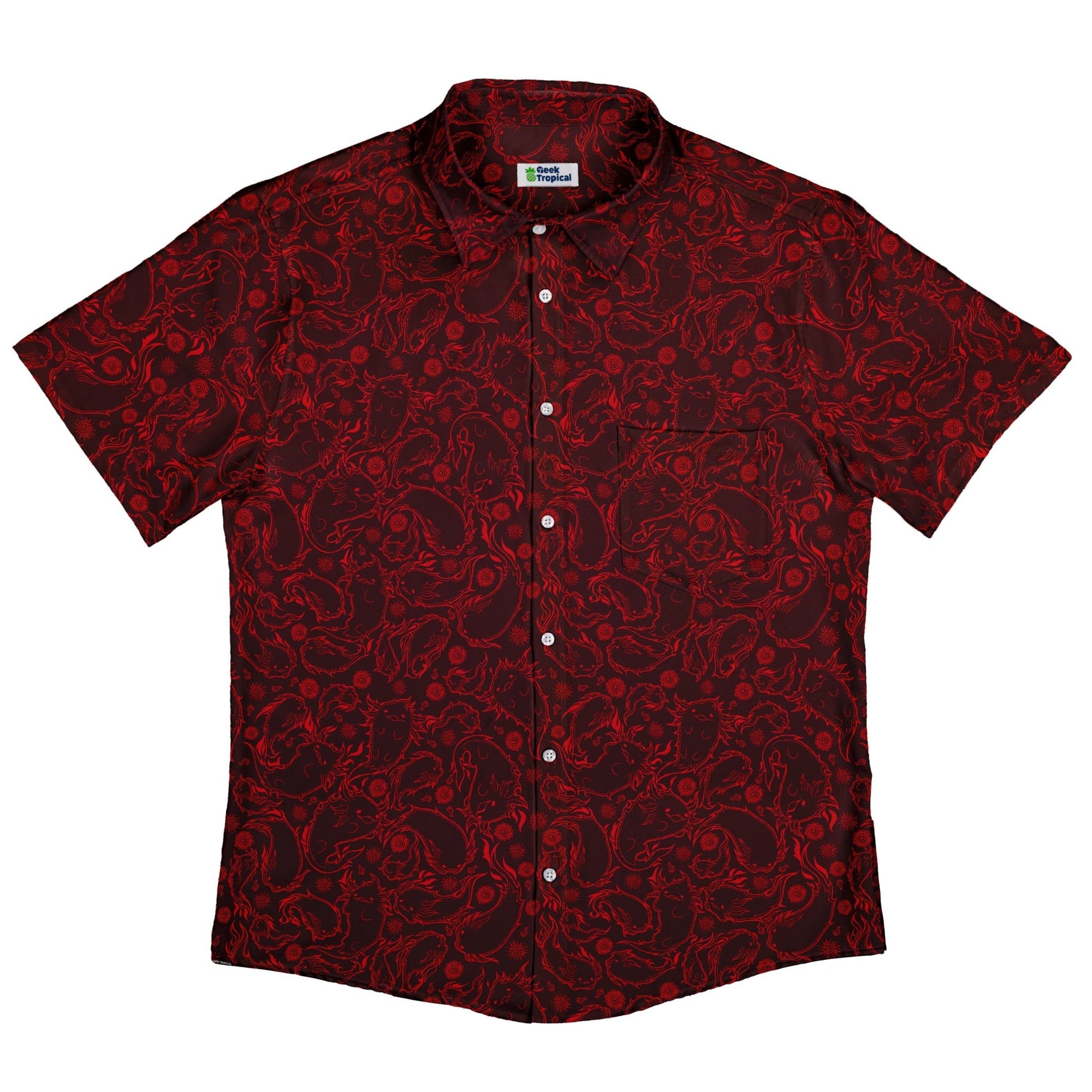 Axolotil Firebending Salamanders Button Up Shirt - adult sizing - Anime - Design by Ardi Tong