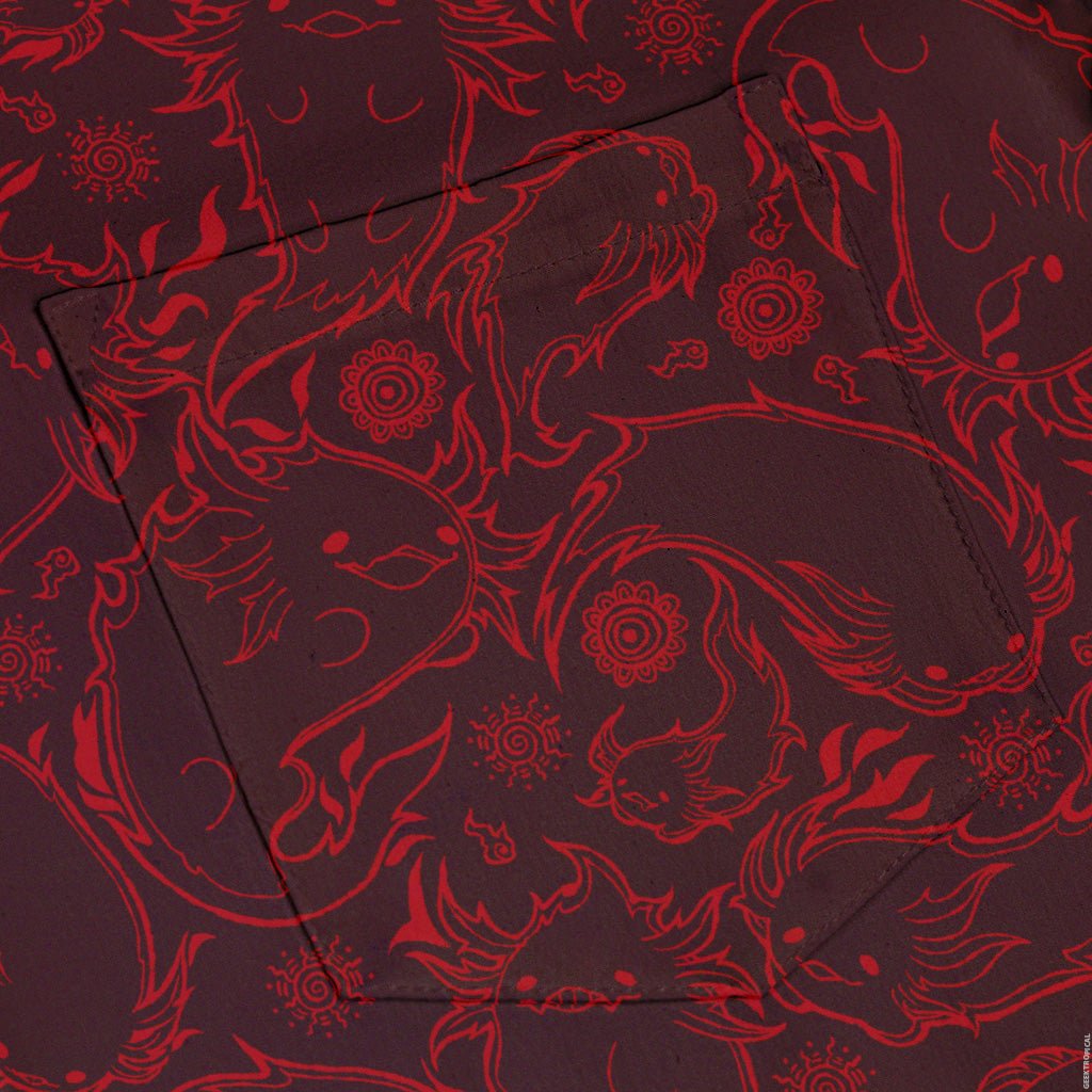 Axolotil Firebending Salamanders Button Up Shirt - adult sizing - Anime - Design by Ardi Tong