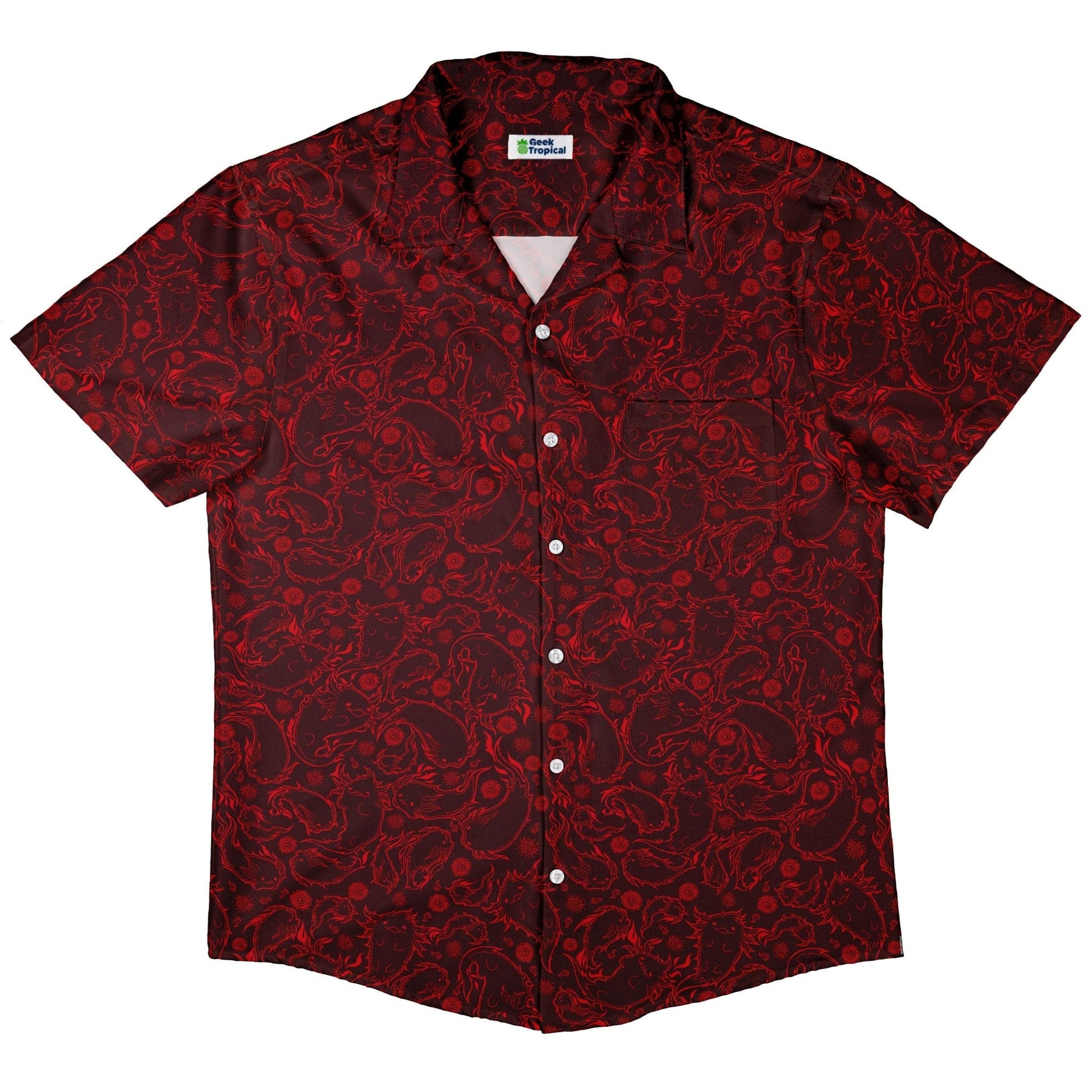 Clearance Ready - to - Ship Axolotl Firebending Salamanders Button Up Shirt Geek Nerd adult sizing Anime Clearance