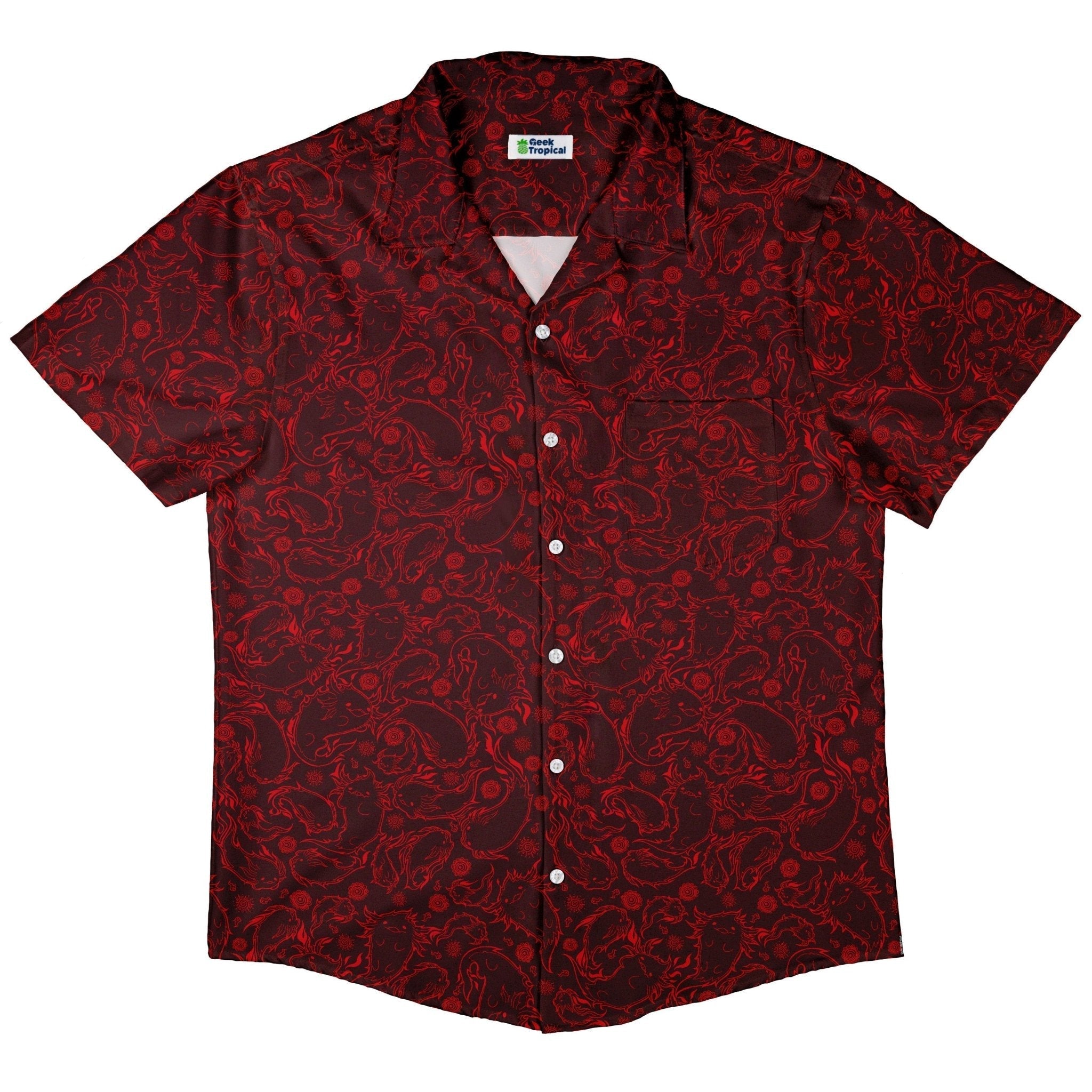 Clearance Ready - to - Ship Clearance Ready - to - Ship Axolotl Firebending Salamanders Button Up Shirt Geek Nerd adult sizing Anime Clearance
