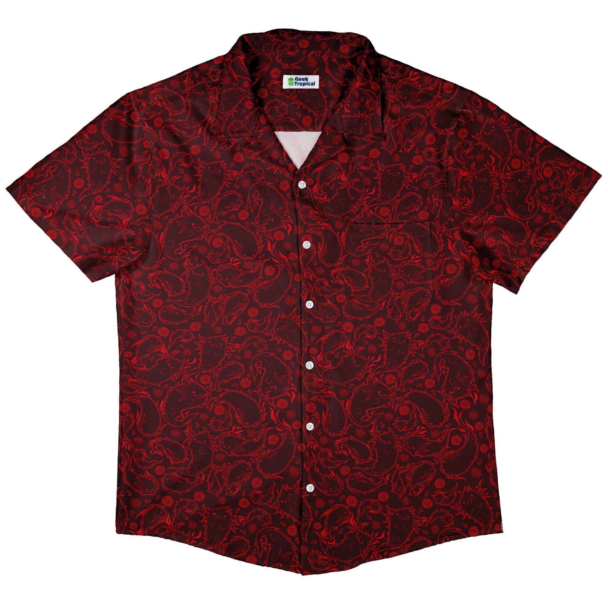 Axolotil Firebending Salamanders Button Up Shirt - adult sizing - Anime - Design by Ardi Tong