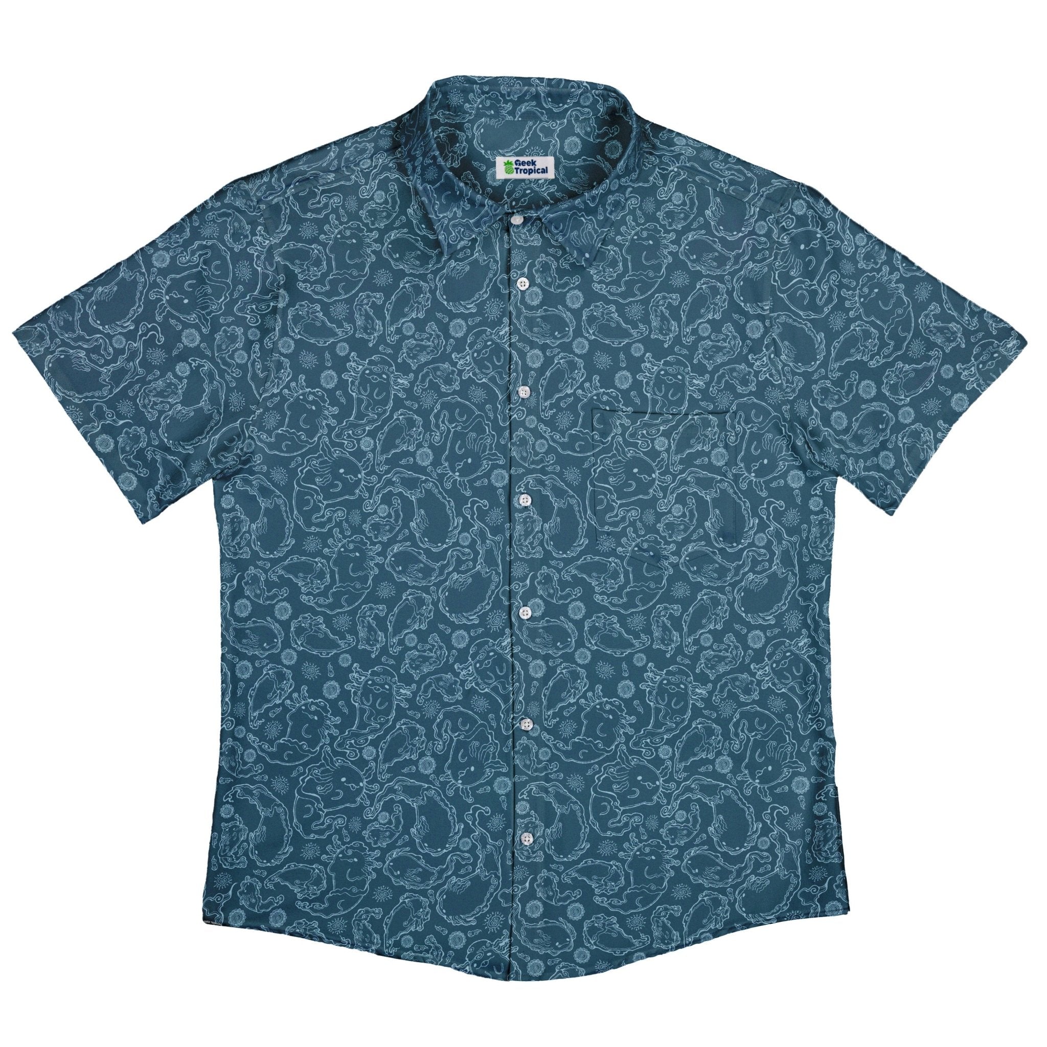 Clearance Ready - to - Ship Axolotl Airbending Salamanders Button Up Shirt Geek Nerd adult sizing Anime Clearance