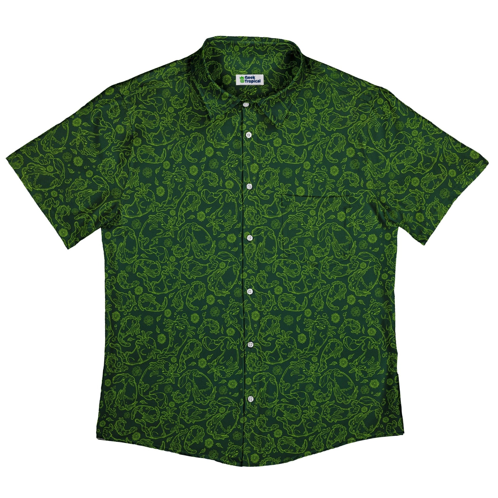 Axolotl Earthbending Salamanders Button Up Shirt - adult sizing - Anime - Design by Ardi Tong