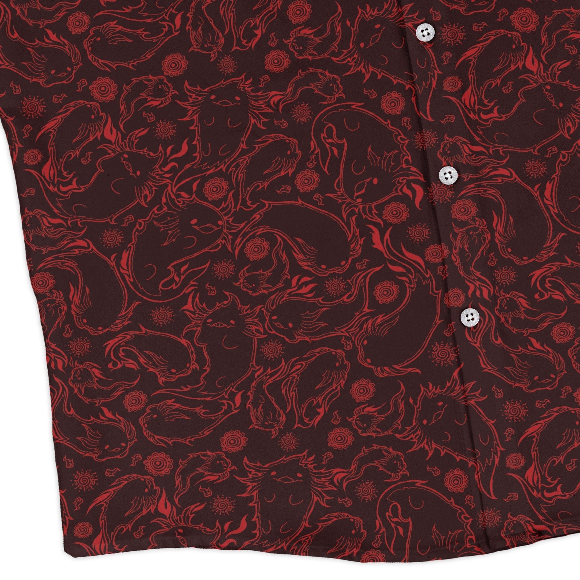 Axolotl Firebending Salamanders Long Sleeve Button Up Shirt Geek Nerd adult sizing Anime Design by Ardi Tong