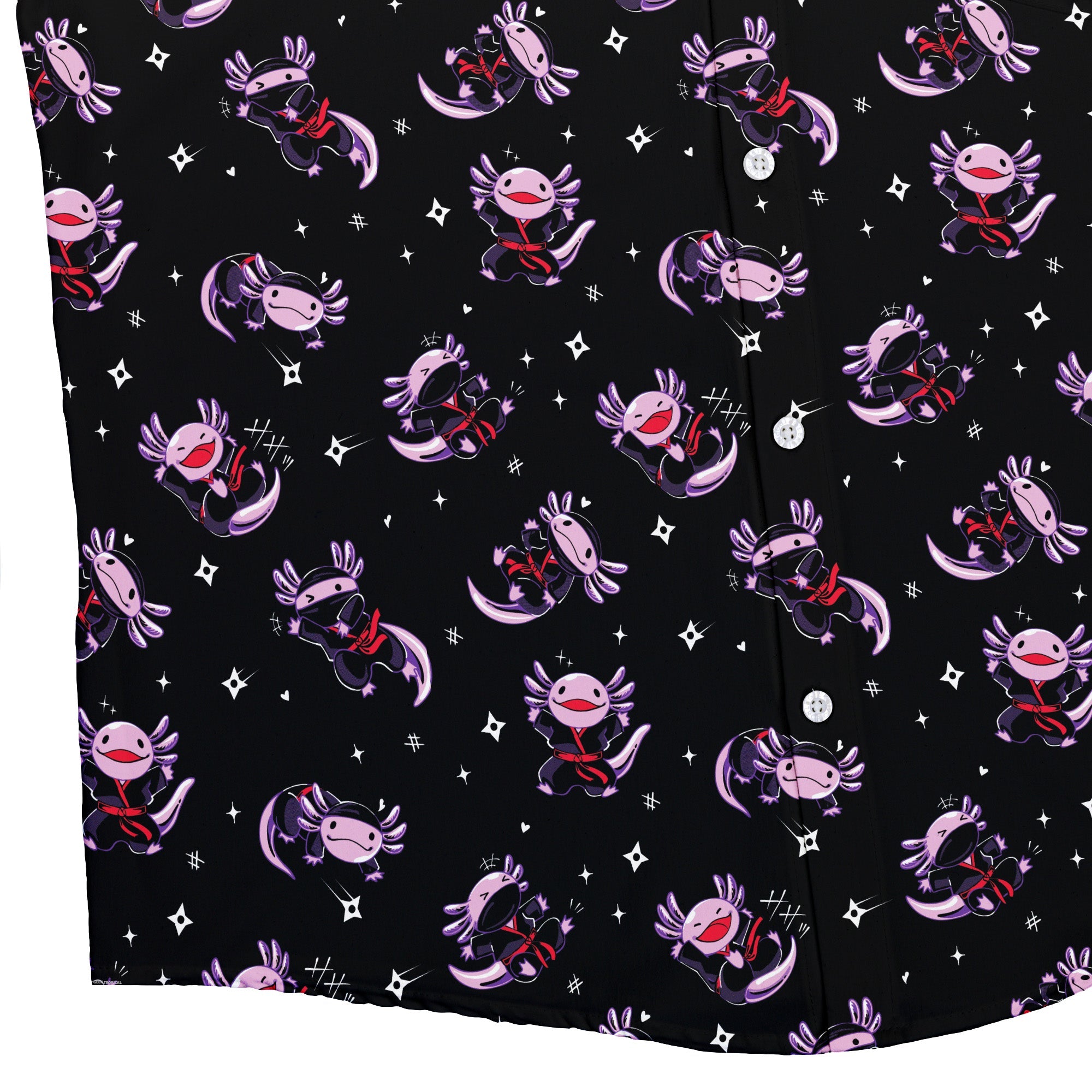 Axolotl Ninjas Button Up Shirt Geek Nerd 0925 adult sizing All Adult Button Up Shirts